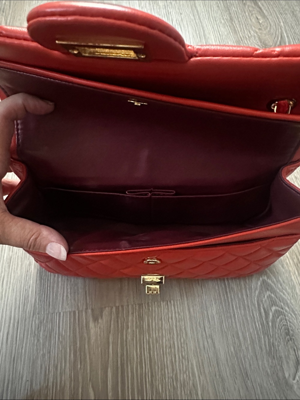 Orange Quilted Leather Bag - Picture 5 of 5
